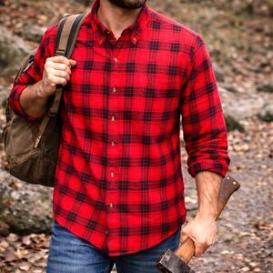 Men’s CHAPS Performance Flannel Shirt Sz XL Red Plaid Long Sleeve